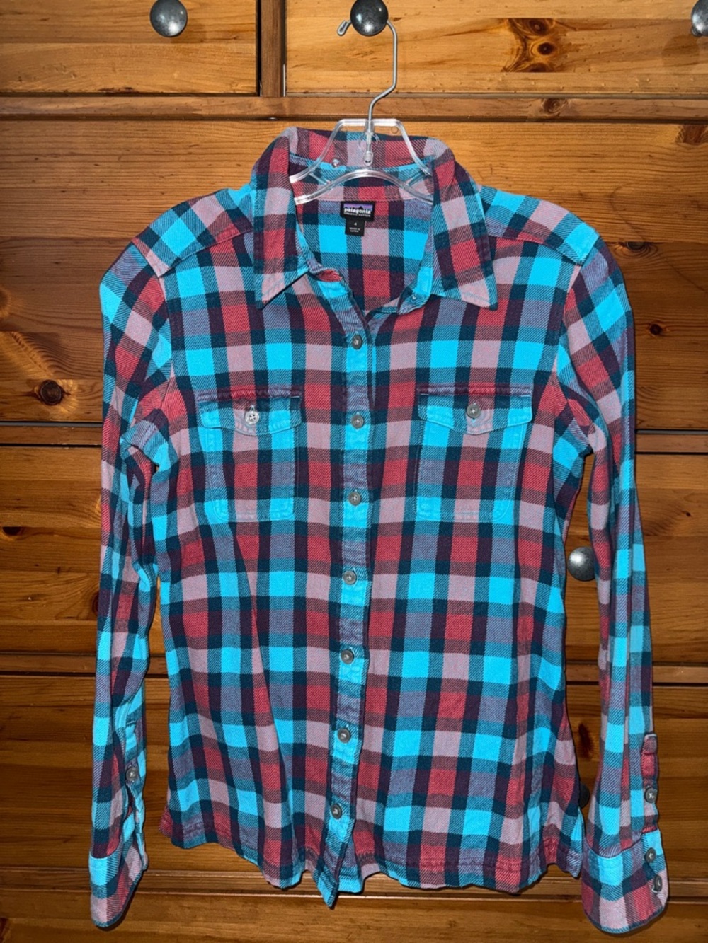 Patagonia Plaid Flannel Shirt - Blue & Red - size 4